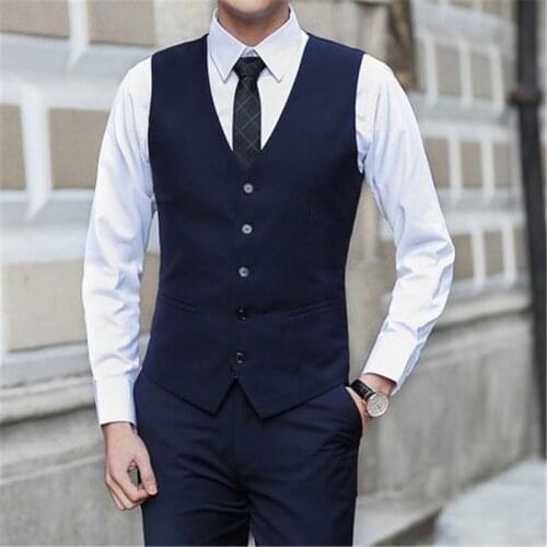 Mens Black Colour Wedding Suit Vests For Men Slim Fit Dress Vest Male Formal Tuxedo Waistcoat Business Casual Sleeveless Jacket