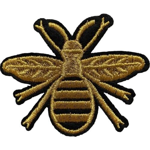 2021 New Arrival gold bee Patch small embroidered bee Badge for Jacket Clothes Iron On Embroidery Appliques