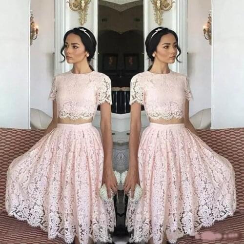 Arabic Short Homecoming Dresses Two Pieces Full Lace For Party Gowns Formal Cocktail Party Gowns Celebrity Mini Prom