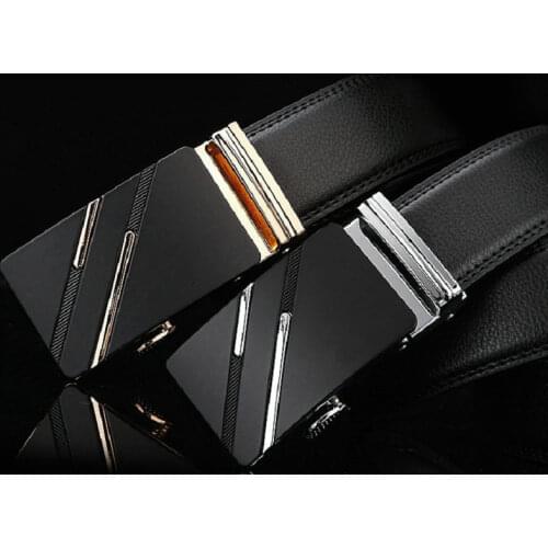 Mens Belts Black Ratchet Leather Automatic Buckles Trousers Waist Straps Luxury Belt Fashion Belt Belt for Men Leather Belt