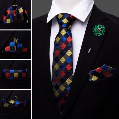 Blue Novelty Silk Men Tie Crystal Brooches Handkerchief Cufflinks Set Neck Tie For Men Gift Wedding Party Business Barry.Wang