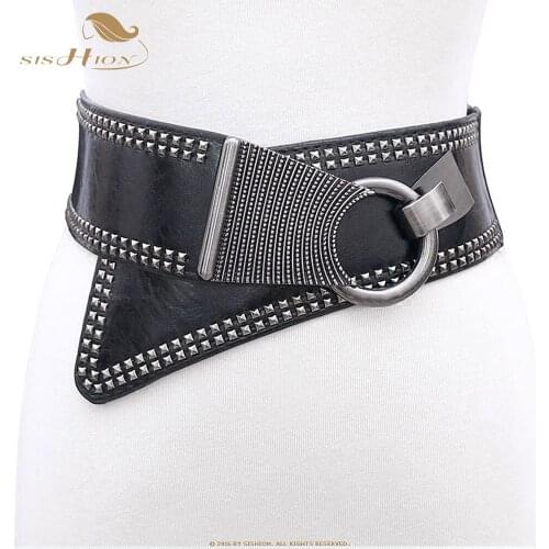 SISHION Luxury Women Belt VD1198 accesorios mujer 2021 Women Ladies Elastic Wide PU Leather Belt