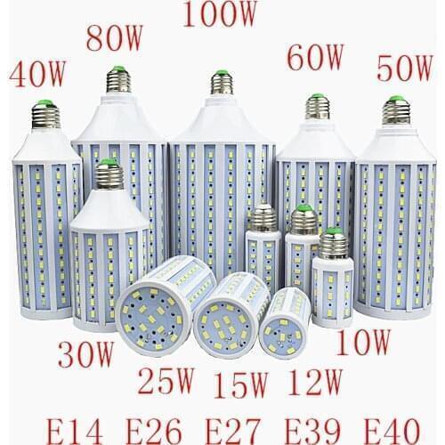 Bombilla LED Lamp 7W 12W 15W 30W 40W 50W 60W 80W 100W 5730SMD E27 E40 E26 B22 220V Corn Bulb Pendant Lighting Ceiling Light