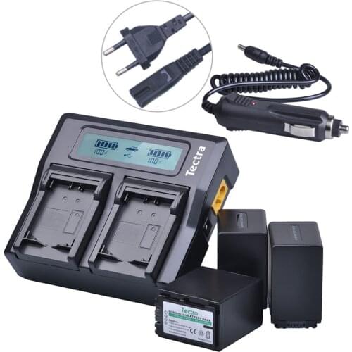 Tectra 3pcs NP-FV100 NP FV100 Camera Battery + LCD Rapid Dual Charger for Sony DCR-DVD103 XR100 for Sony HDR-XR550/E HDR-XR350/E