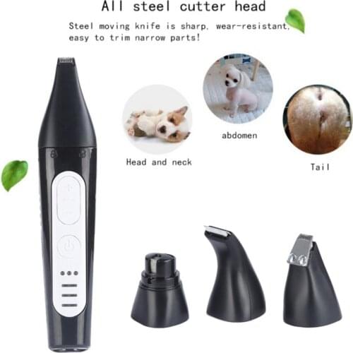 3 IN 1 Dog Cat Hair Trimmer Pets Clippers Nail Grinding Hair Trimmer & Foot Hair Clipper USB Rechargeable Pet Grooming Machine L