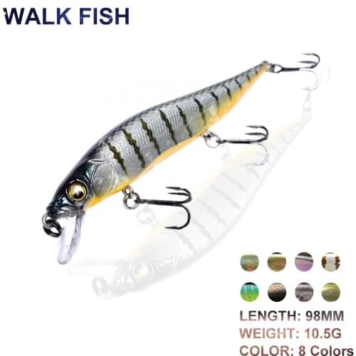 WALK FISH 98mm/10.5g Fishing Lure Minnow Fishing Baits Wobbler 3D Eyes Pencil Fishing Baits Artificial Baits Bass Fishing Tools