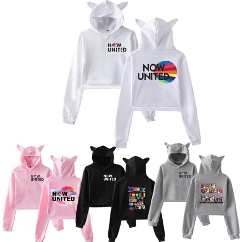 Hot Pink Now United Hoodie Oversize Sweatshirt UN Team Cat Hoodie Women Pullover Girl Cat Crop Top 2020 Now United-Better Album