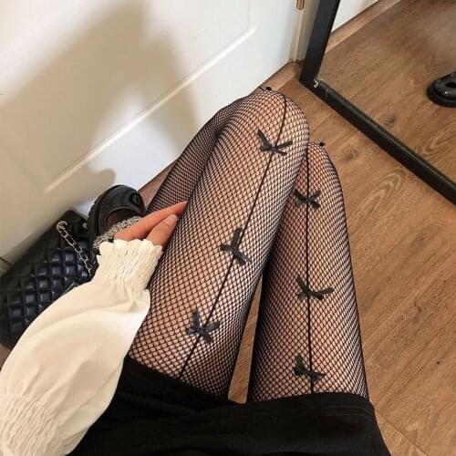 Womens Fish Net Leggings Sexy Tights One Line Design Multiple bow knot Hollow Fishnet Stockings Big Size Ladies Female Hosiery
