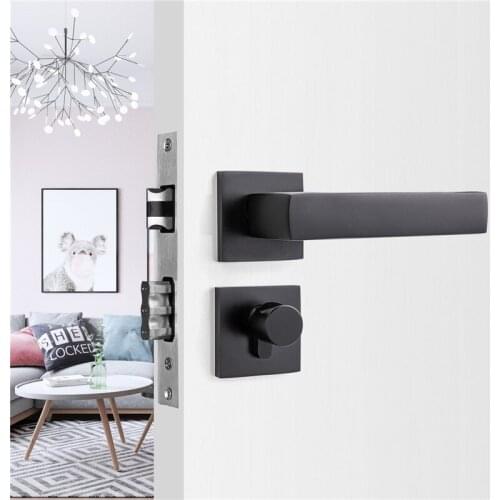 1 Set Aluminum Door Lock Modern Style Bedroom Interior Door Handle Lock Safety Anti-theft Locks Cylinder Furniture Hardware