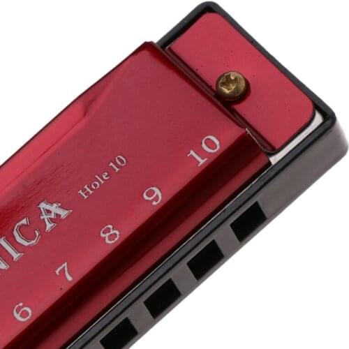 10 Holes Key of C Blues Harmonica Musical Instrument Educational Toy with Case F2TC