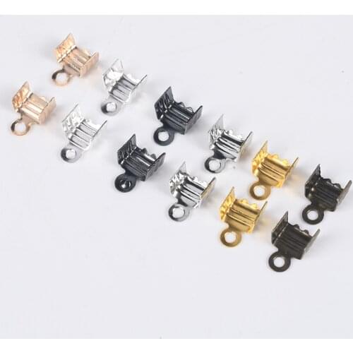100-200Pcs/Lot Cord End Tip Fold Over Three-Wire Crimp Clasp Rope Buckle Connectors For Jewelry Making Supplies