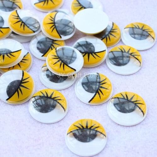 100pcs 30mm Yellow Eyelash Movable Eyes Plastic Moving Googly Eyes Doll Wiggly Eyes DIY Craft Supply