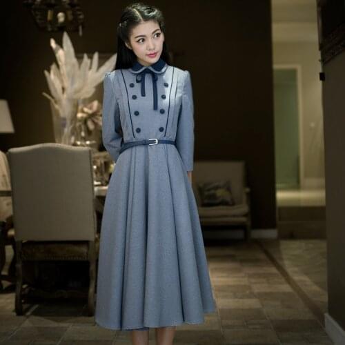 2020 mori girls Autumn and winter art retro palace college style dress bow kneeling knowledge elegant large long dress wj816