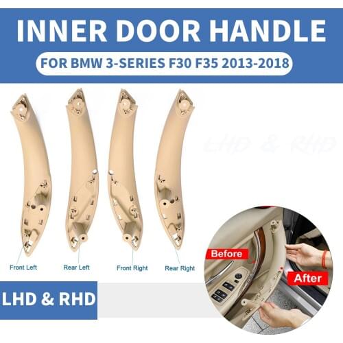 4PCS SET Beige Front Rear Left / Right Car Interior Inner Door Pull Handle Trim Cover For BMW F30 F80 F31 F32 F33 F35 2013-2018