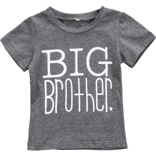 Children Gray Big Brother T Shirt Boys Summer Clothes Letter Printed Short Sleeve Cotton Tops Kids T shirts