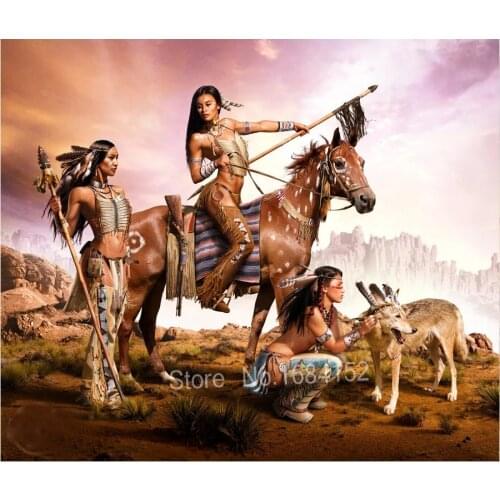 Home Decoration Diy Diamond Painting Indians women & horse Cross Stitch Diamond Embroidery Needlework Diamond Mosaic Painting