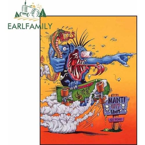 EARLFAMILY 13cm x 9.8cm Car Sticker Anbiz Mani City Rat Fink Monster Decal Modified Stickers Creative Car Styling Vinyl Graphic