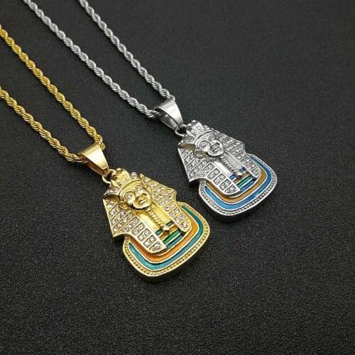 Egyptian Pharaoh Charm Pendant Necklace Gold/Silver Color Stainless Steel Ancient Egypt Hip Hop Jewelry Dropshipping