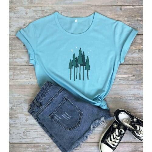 Forest Shirt Tshirt Tree Trees Nature Tee Moon Camping Mountains Wanderlust Hiking Nature Lover cotton graphic holiday gift top