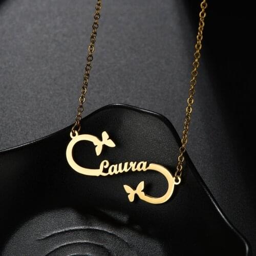 Customized Name Necklaces Infinity Stainless Steel Piercing Necklaces Personalized Trend Custom Design Name Pendant Gift