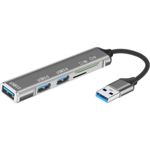 Cable Hub Plug Play Data Transmission USB3.0 Expansion Dock with SD/TF Slot for Laptop