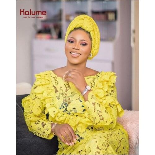 Kalume New Arrival African Guipure Cord Lace Fabric Skyblue French Mesh Nigerian Net Water Soluble Cord Lace For Party Sew F1958