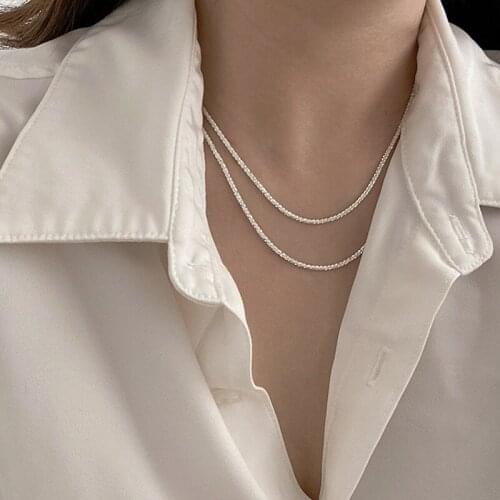 2021 Silver Color Shiny Glossy Chain Necklaces Minimalist Statement Elegant Simple Clavicle Short Chokers for Women Jewelry