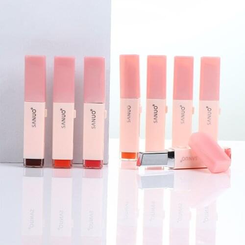 Korean Fashion Bite Lipstick V Cutting Two Tone Tint Silky Long Lasting Moisturzing Nourishing Lipstick Balm Lip Cosmetic Makeup