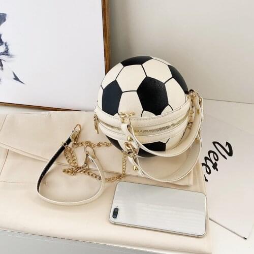 Round Basketball Shoulder Bag Women Football Totes Chain Messenger Handbag Purse Popular Simple Female Daily Bag