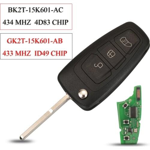 Kutery Remote Car Key For Ford Tourneo Transit Custom GK2T-15K601-AB/BK2T-15K601-AC 433/434MHZ ID49/4D83 CHIP 3Buttons