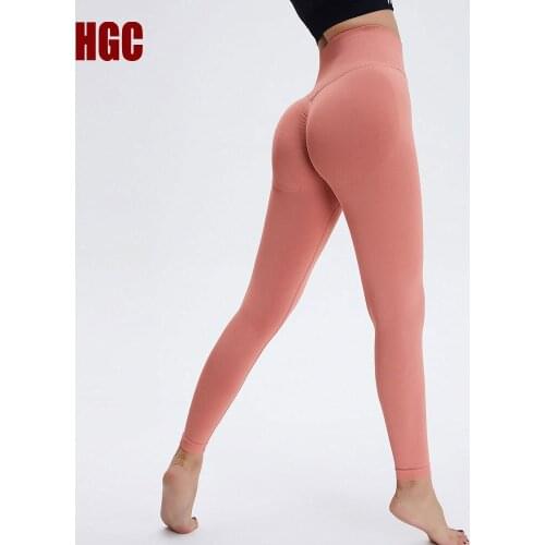 HGC Leggings Sport Women Fitness Booty Scrunch Tights High Waist Squat Proof Peach Hip Lifting NO Front Seam Sexy GYM Yoga Pants