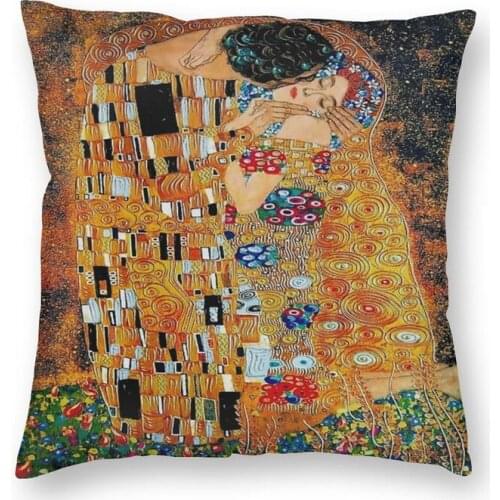 Fashion Gustav Klimt Square Throw Pillow Case Home Decor 3D Two Side Printed The Kiss Cushion Cover for Sofa