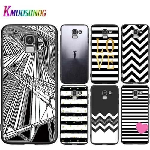 Fashion Black white Stripes For Samsung Galaxy J2 J3 J4 Core J5 J6 J7 J8 Prime duo Plus 2018 2017 2016 Silicone Phone Case