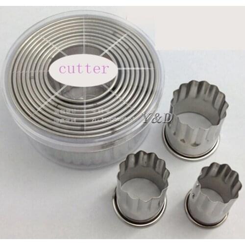 12 pcs Stainless Steel Circular Tooth Dumplings Cutter Set Cutting Mould Cake Cookie Pastry Tools Molds Thick Round Mousse Ring