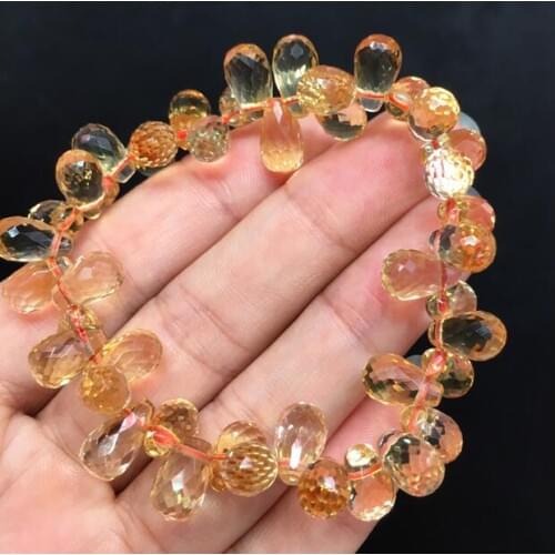 Natural yellow crystal carved surface water drop bracelet Full net body recruit wealth Crystal exquisite fine jewelry