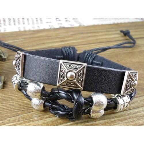 New products for 2013 Christmas bohemian handmade vintage belt rope wrap woven mens leather bracelets bangles women jewelry