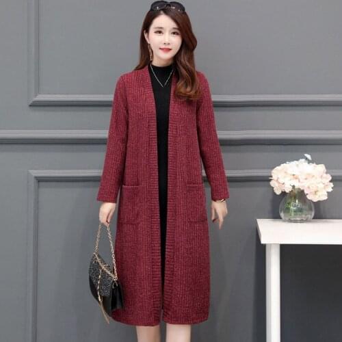 OHRYIYIE Large Size 5XL Winter Autumn Women Long Cardigan Sweater 2021 Casual Long Sleeve Oversize Knitted Sweater Female Coat