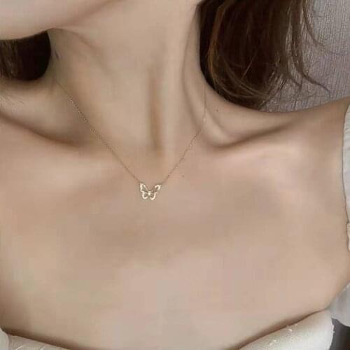 925 Sterling Silver Necklace Simple Sweet Butterfly Pendant Exquisite Design Choker Ladies Gift Fine Jewelry Accessories NK091