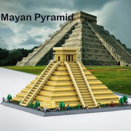 1340PCS Mexico Mayan Pyramid World Famous Building Blocks Street View Bricks DIY Assembly Collection Toy for Children Xmas Gifts