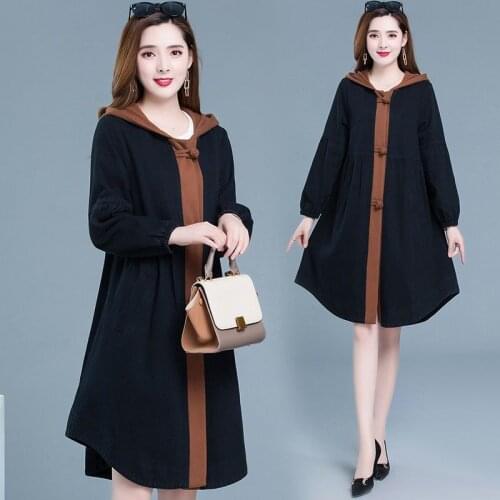 Cape Windbreaker Women Coats 2021 Female Spring Autumn Overcoat Long Sleeve Hooded Jacket Female Plus Size Trench Coat 5XLB1102