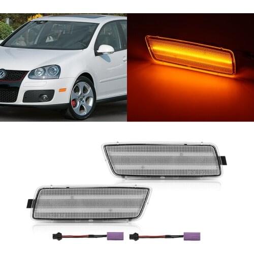 Fits For VW MK5 Golf / GTI 2006-2009 Jetta 05-10 R32 08 MK6 Golf TDI 10-14 Clear Lens Canbus Full Led Side Marker Lights