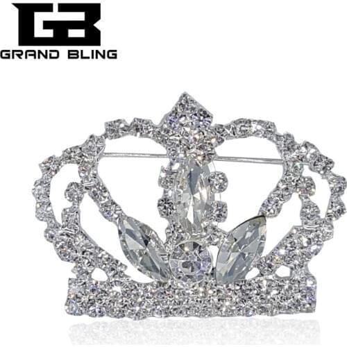 Clear Rhinestone Crown brooch pin Bling Jewelry for Lady Queen