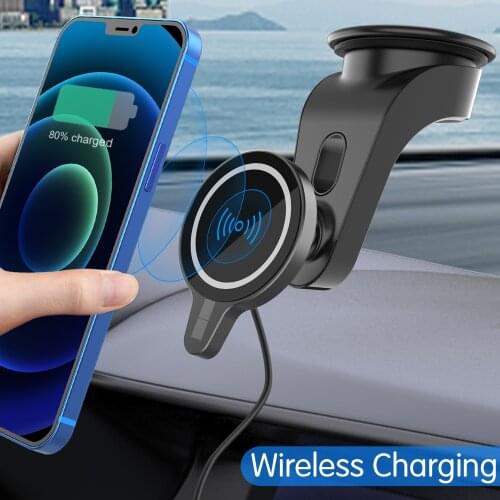 Universal Auto Accessories Car Phone Holder Suction Cup Base 15W Fast Wireless Charging Magnetic Attraction Support Frame