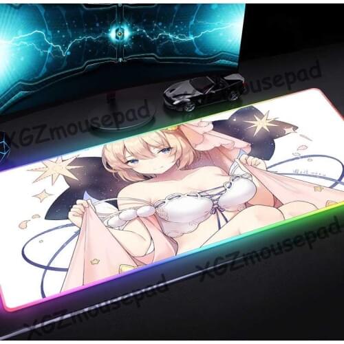 XGZ Anime Exquisite Girl Stars HD Custom Large RGB Gaming Mouse Pad Black Lock Edge Office Computer Desk Mat Rubber Non-slip Xxl