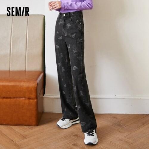 SEMIR Jeans Women Butterfly Autumn 2021 New High-Waist Hong Kong Style Ladies Straight-Leg Pants Chic Pants