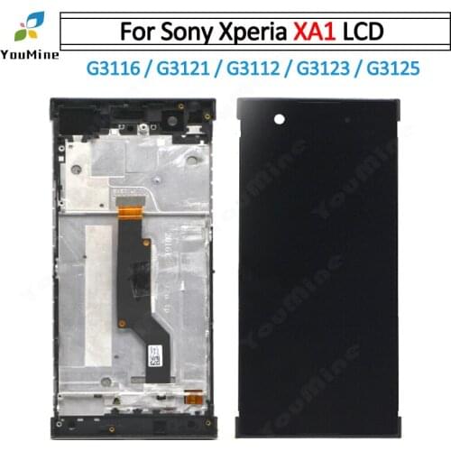 For Sony Xperia XA1 G3116 G3123 LCD Display Touch Screen Digitizer Assembly With Frame Replacement 5.0" For SONY XA1 LCD