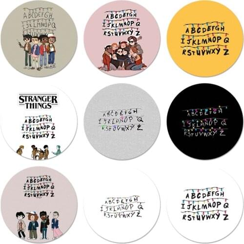 Stranger Things Alphabet Lights Icons Pins Badge Decoration Brooches Metal Badges For Backpack Decoration 58mm