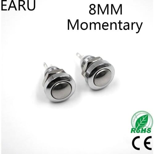 1pc 8mm Momentary Metal Stainless Steel Horn Doorbell Bell Push Button Switch Waterproof Car Auto Engine PC Power Start Starter