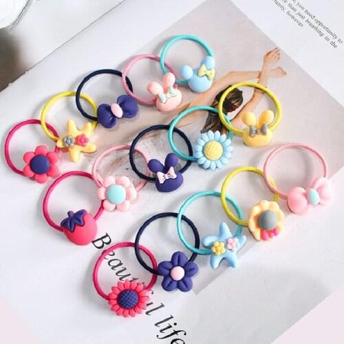 10 PCS Lovely Flower Princess Headwear Baby Headdress Girls Hair Accessories Kids Elastic Hair Bands Children Hair Ropes J0374