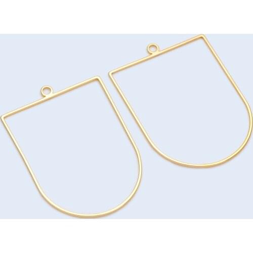10pcs Gold Geometric Pendant,55x40mm, D Shaped Pendant, 18K Gold plated Brass Jewelry Findings Wholesale Supplies (GB-1441)
